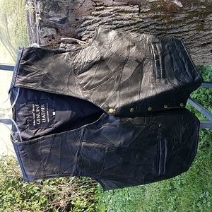 Men's Italian Stone Design, Genuine Leather Vest, XL